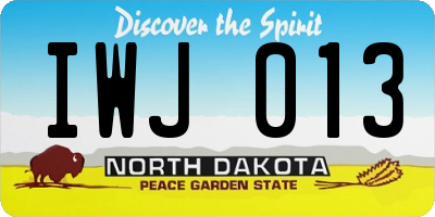 ND license plate IWJ013