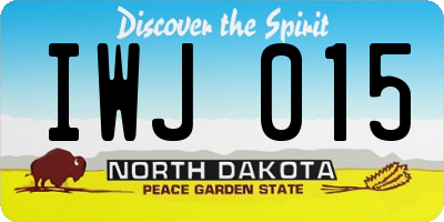 ND license plate IWJ015