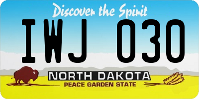 ND license plate IWJ030