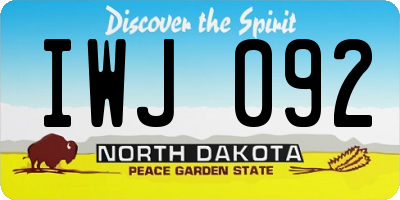 ND license plate IWJ092