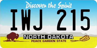 ND license plate IWJ215