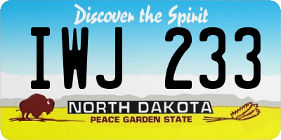 ND license plate IWJ233