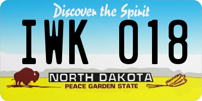 ND license plate IWK018