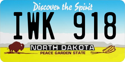 ND license plate IWK918