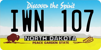 ND license plate IWN107