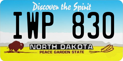 ND license plate IWP830