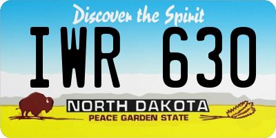 ND license plate IWR630