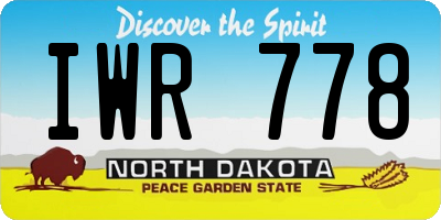 ND license plate IWR778