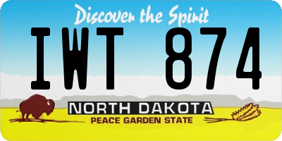 ND license plate IWT874