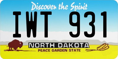 ND license plate IWT931