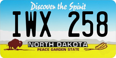 ND license plate IWX258
