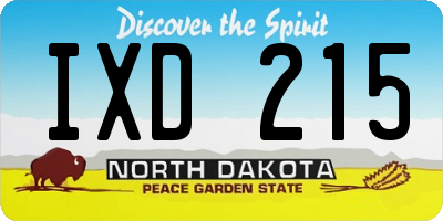 ND license plate IXD215