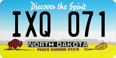 ND license plate IXQ071