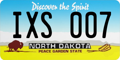 ND license plate IXS007