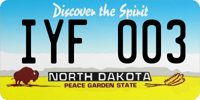 ND license plate IYF003