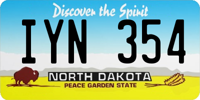 ND license plate IYN354