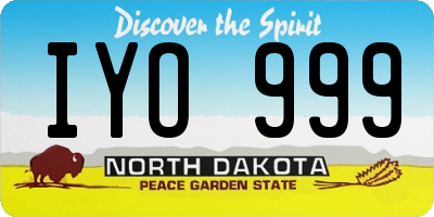 ND license plate IYO999
