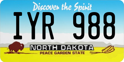 ND license plate IYR988