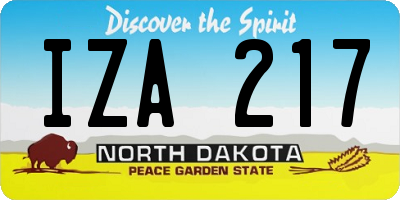 ND license plate IZA217