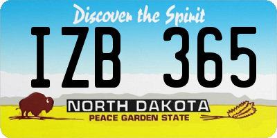 ND license plate IZB365