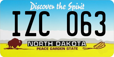 ND license plate IZC063