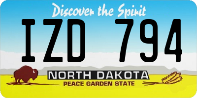 ND license plate IZD794