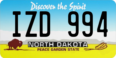 ND license plate IZD994