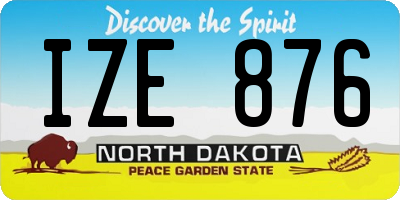 ND license plate IZE876