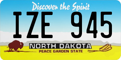 ND license plate IZE945