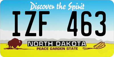 ND license plate IZF463