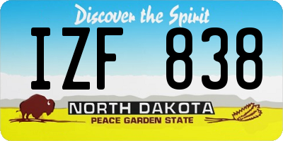 ND license plate IZF838