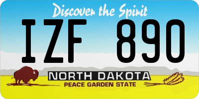 ND license plate IZF890