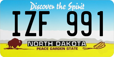 ND license plate IZF991