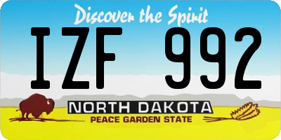ND license plate IZF992