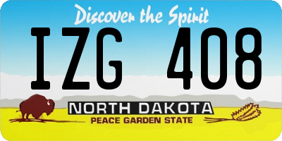 ND license plate IZG408