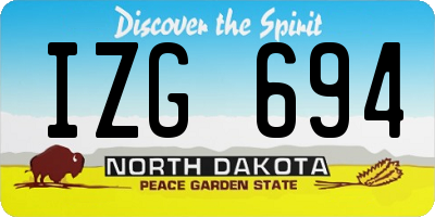 ND license plate IZG694