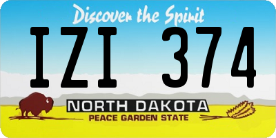 ND license plate IZI374