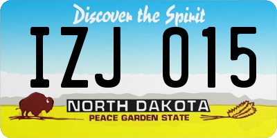 ND license plate IZJ015