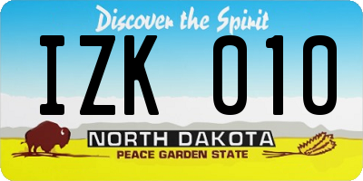 ND license plate IZK010