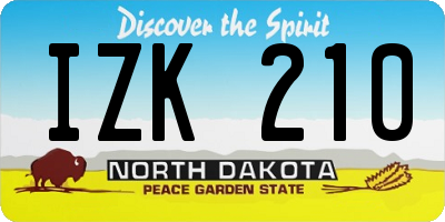ND license plate IZK210