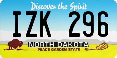 ND license plate IZK296