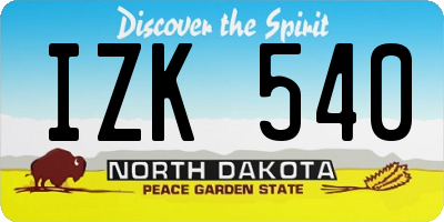 ND license plate IZK540