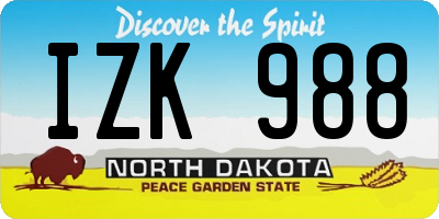 ND license plate IZK988