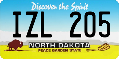 ND license plate IZL205