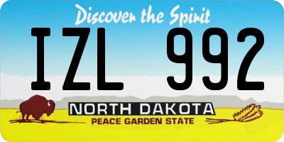 ND license plate IZL992