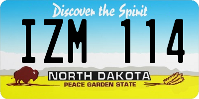 ND license plate IZM114