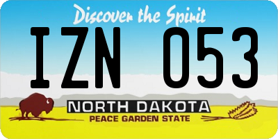 ND license plate IZN053