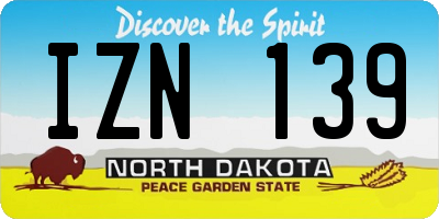 ND license plate IZN139