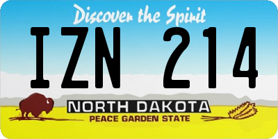 ND license plate IZN214
