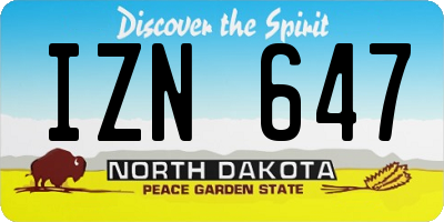 ND license plate IZN647